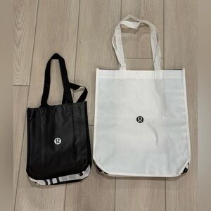 Lululemon Athletica Reusable Shopping Bag White Large & Black Small - set of 2